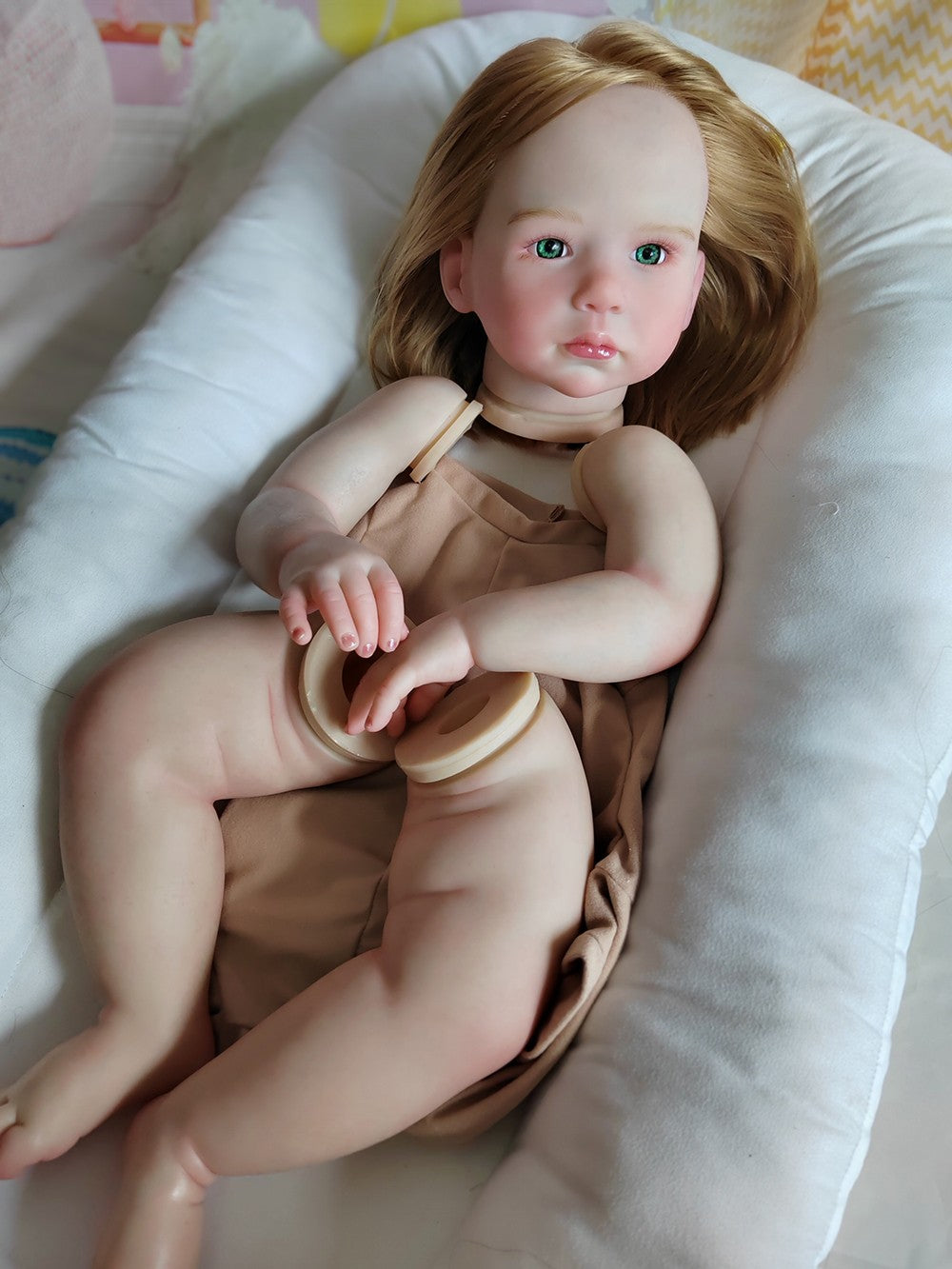 28in Painted Reborn Baby Doll Kit Girl Toddler Rooted Hair DIY Toy Handmade Gift