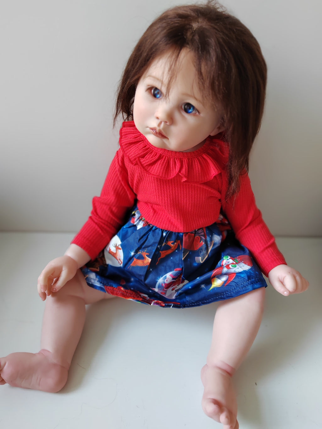 28inch Lifelike Girl Toddler Reborn Baby Doll Rooted Mohair Shiny Eyes XMAS GIFT