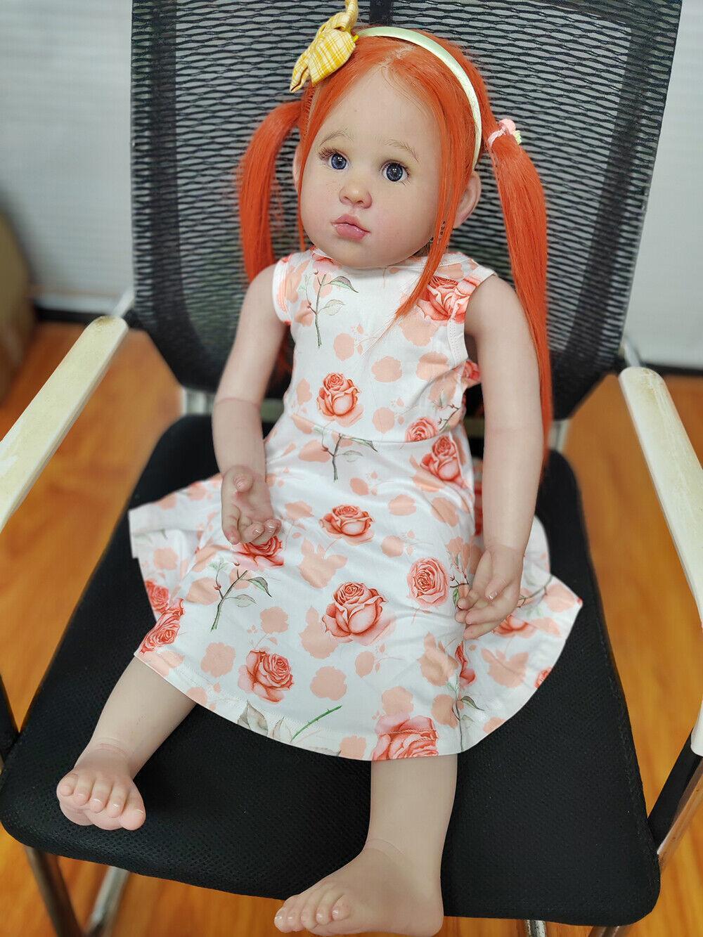 Custom Made 30" Handmade Reborn Baby Doll Louisa Hand-rooted Orange Hair Toddler Girl Lifelike Gift
