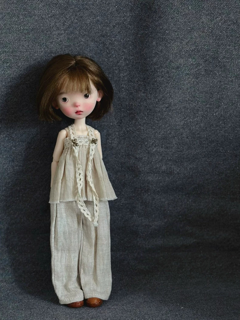 Landoudou BJD Doll 1/6 Jointed Face up Eyes Wig Clothes Girl Full Set Toys Gift