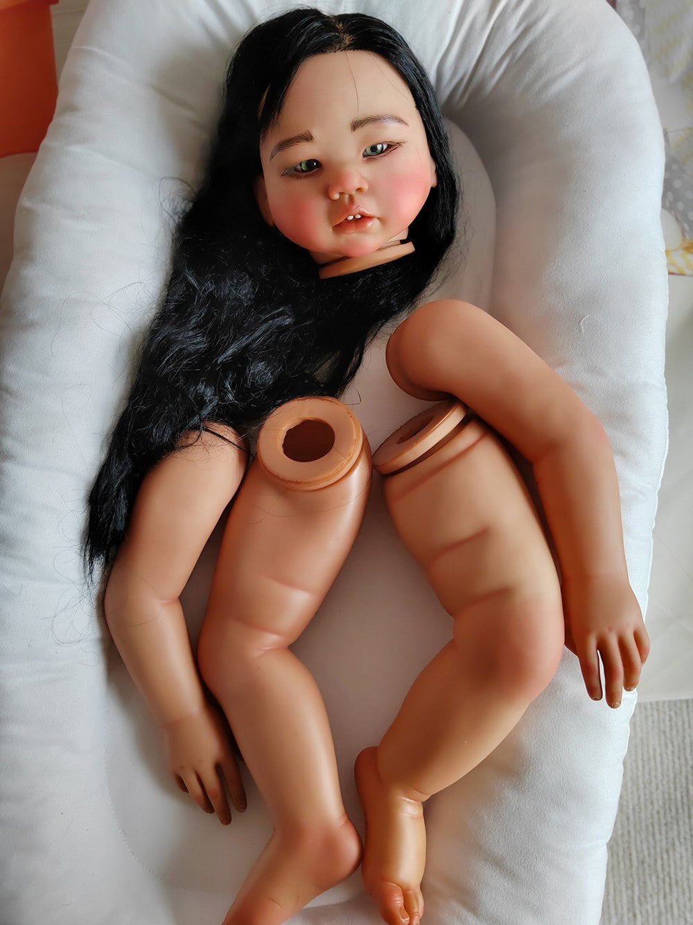 Custom Made Artist Genesis Painted Reborn Doll Kit 28inch Reborn Baby Amaya Toddler Dark Skin African Girl Hand-Rooted Hair Toy