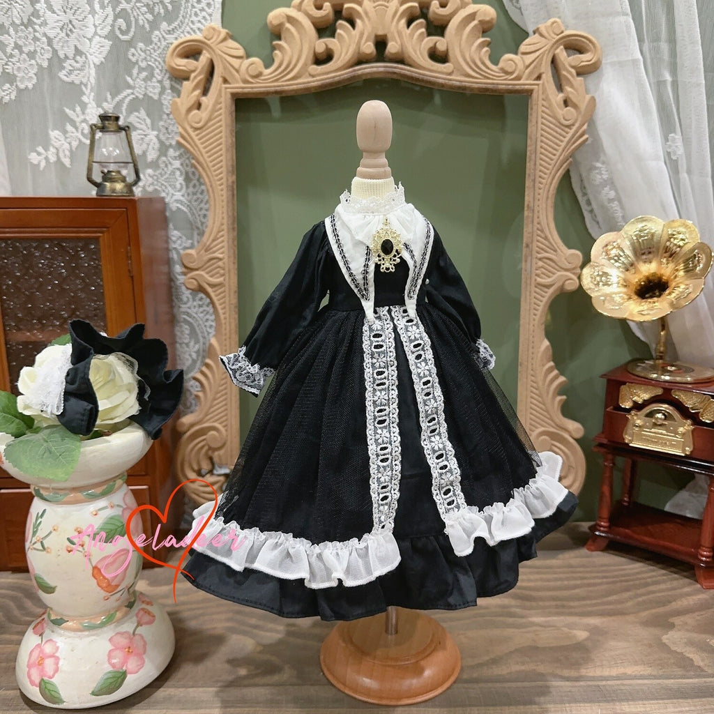 Blythe 1/6 1/4 1/3 BJD Doll Clothes Lolita Outfit Black Nun Dress + Headwear DOD-