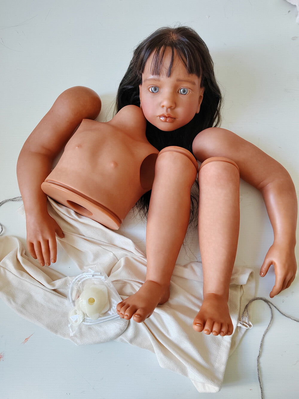 40inch Tan Skin Reborn Dolls Toddler Girl Aloenka Painted Kit Rooted Hair Gift