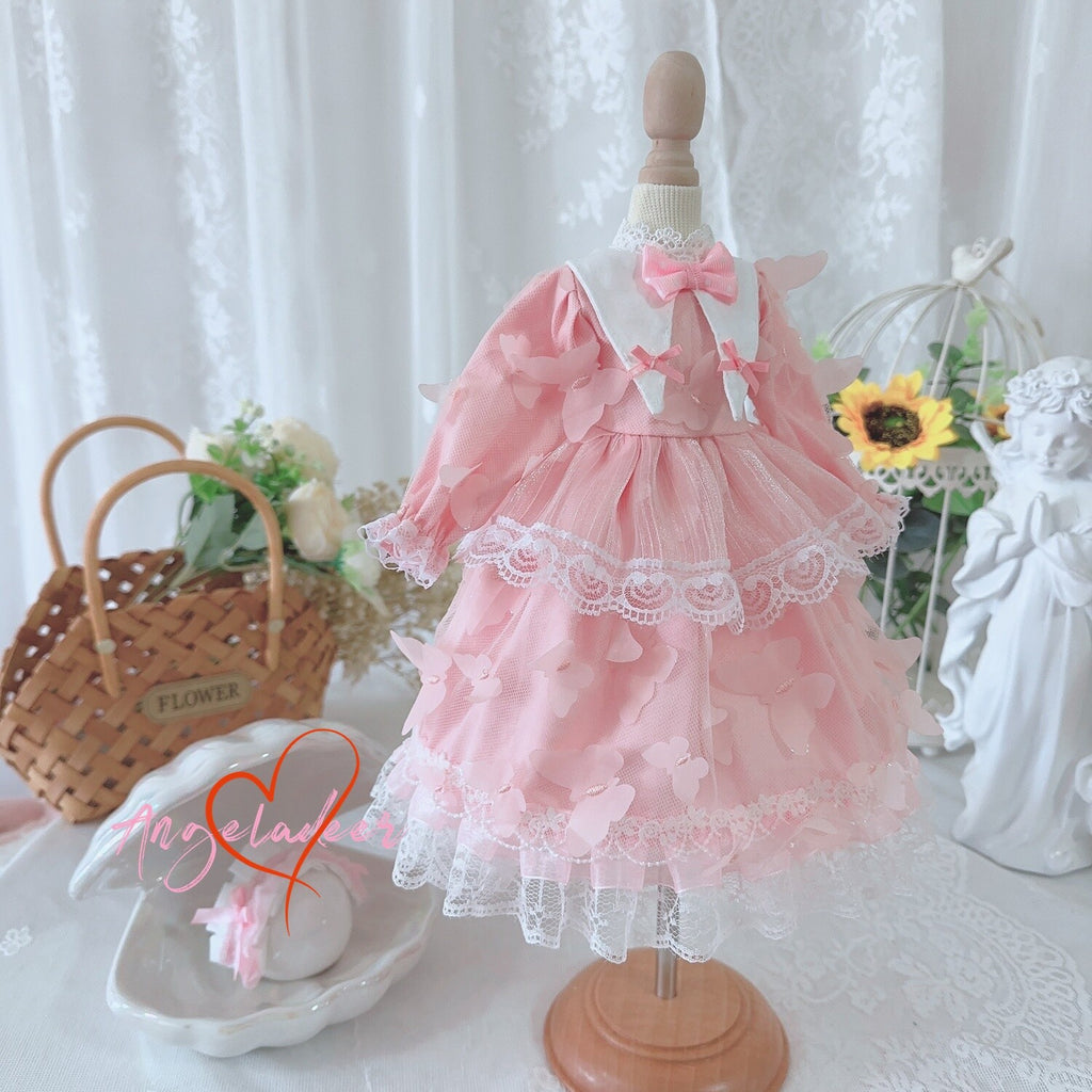 Blythe 1/6 1/4 1/3 BJD Outfit Doll Clothes Pink Butterfly Dress+Headwear Dreamy