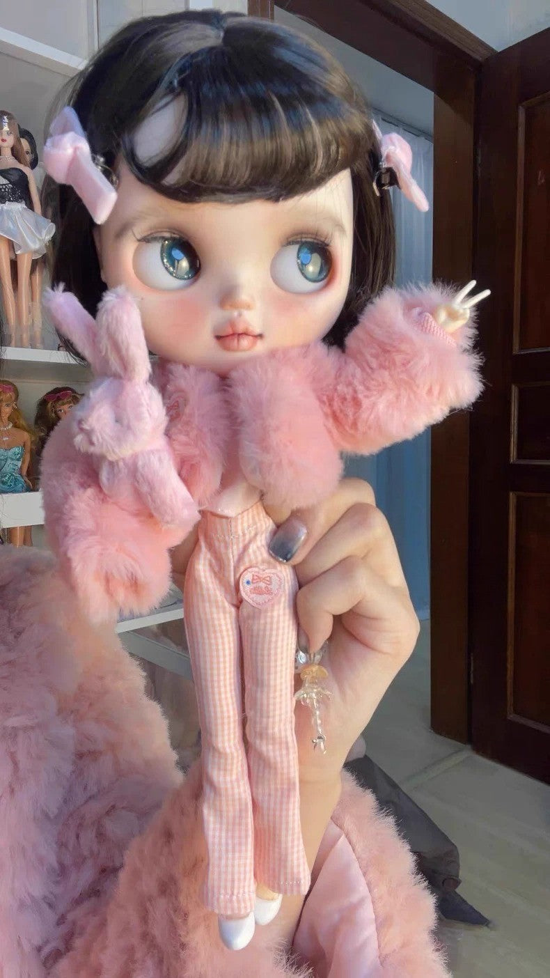 Blythe Doll Clothes Set BJD Fur Coat Vest Tops Pants For 1/6 BJD Doll OB24 OB22