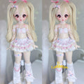 Custom 1/6 1/4 Puyoo BJD Clothes Outfit Sling Bra Skirt Choker Thigh Ring Socks Cover