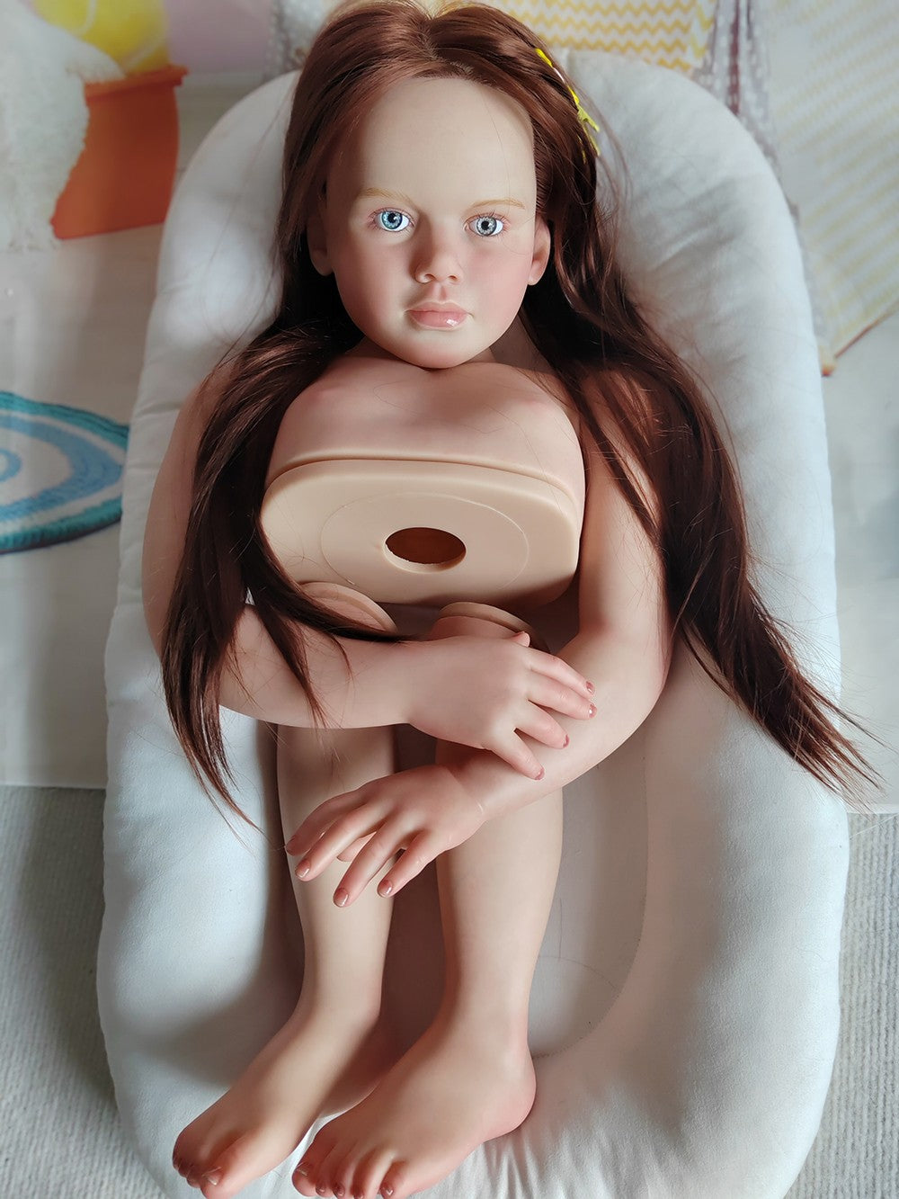 Custom Made 43in Artist Genesis Painted Reborn Doll Kit Toddler Girl Hand-Rooted Hair with Cloth Body Gift