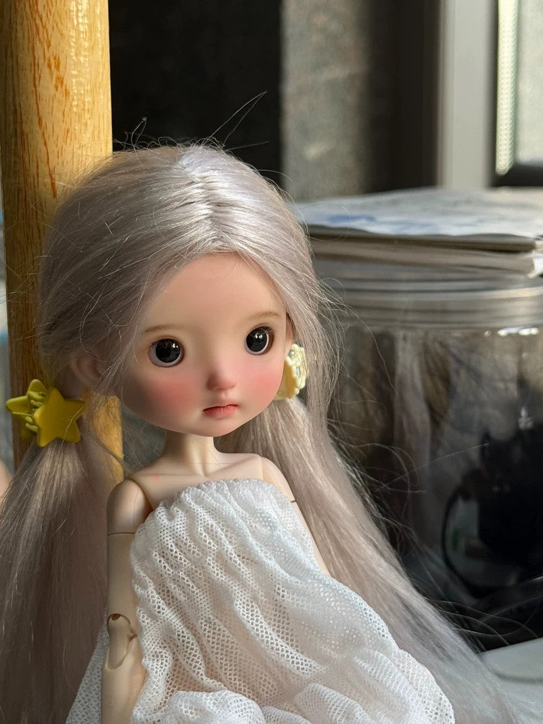 1/6 Landoudou Handmade Wig BJD Doll Soft Mohair Long Straight Hair Girl DIY Gift-