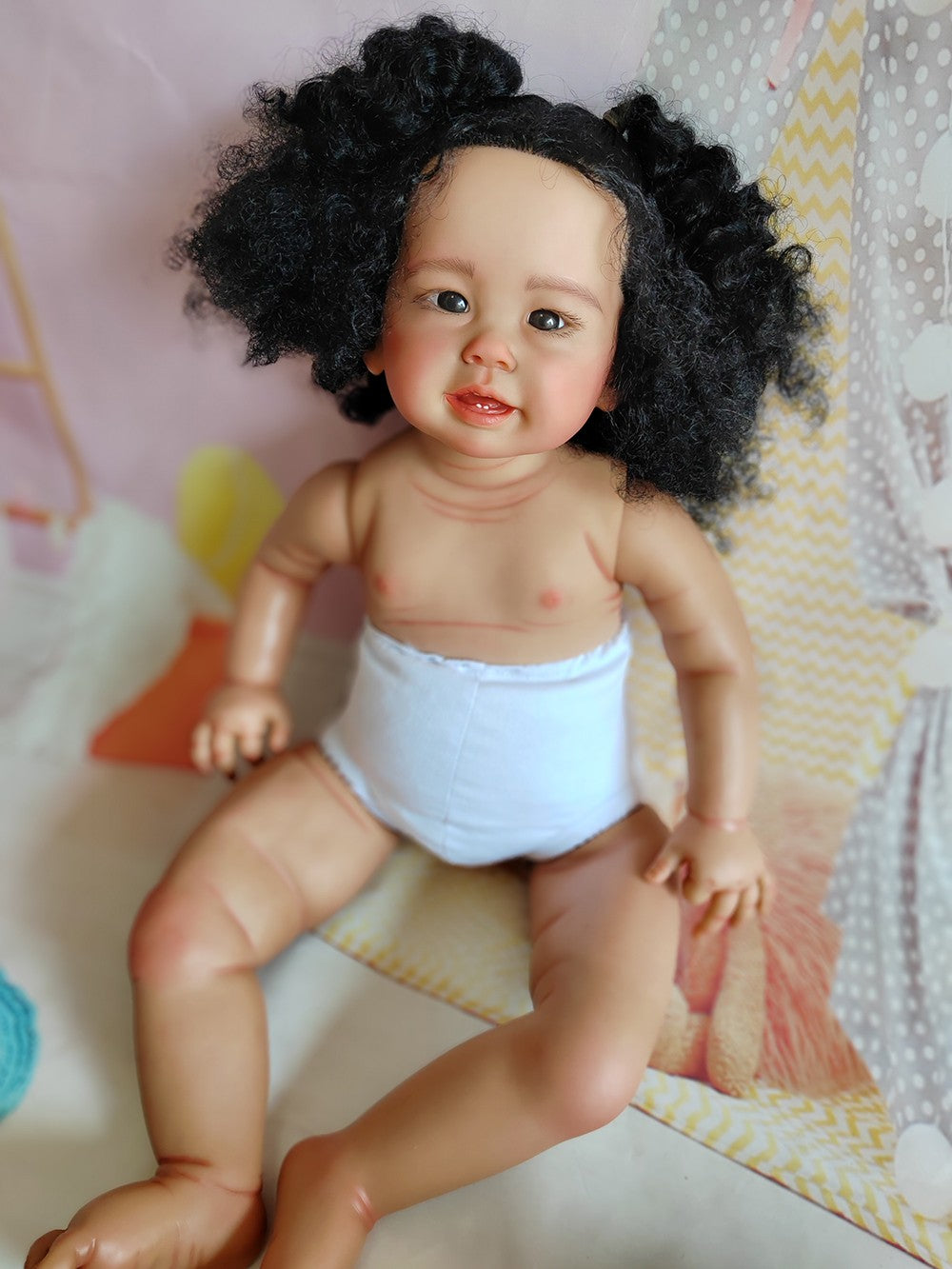 Custom Made 28" Dark Skin Girl Reborn Doll Kit  Artist Genesis Already Painted Unassembled Toddler Girl