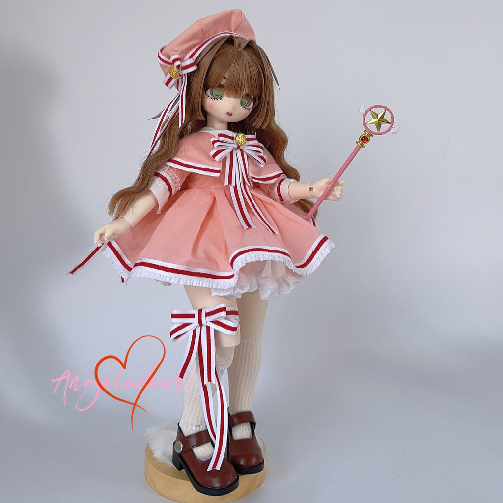 1/4MSD BJD Doll Clothes Magic Girl Battle Dress 6 Pcs Full Set Cosplay Outfit-