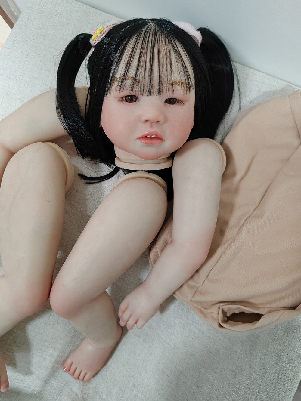 Custom Made Reborn Baby Amaya Unassembled 28in Reborn Doll Kit Asian Girl Toddler Painted Hand-Rooted Hair Toy-