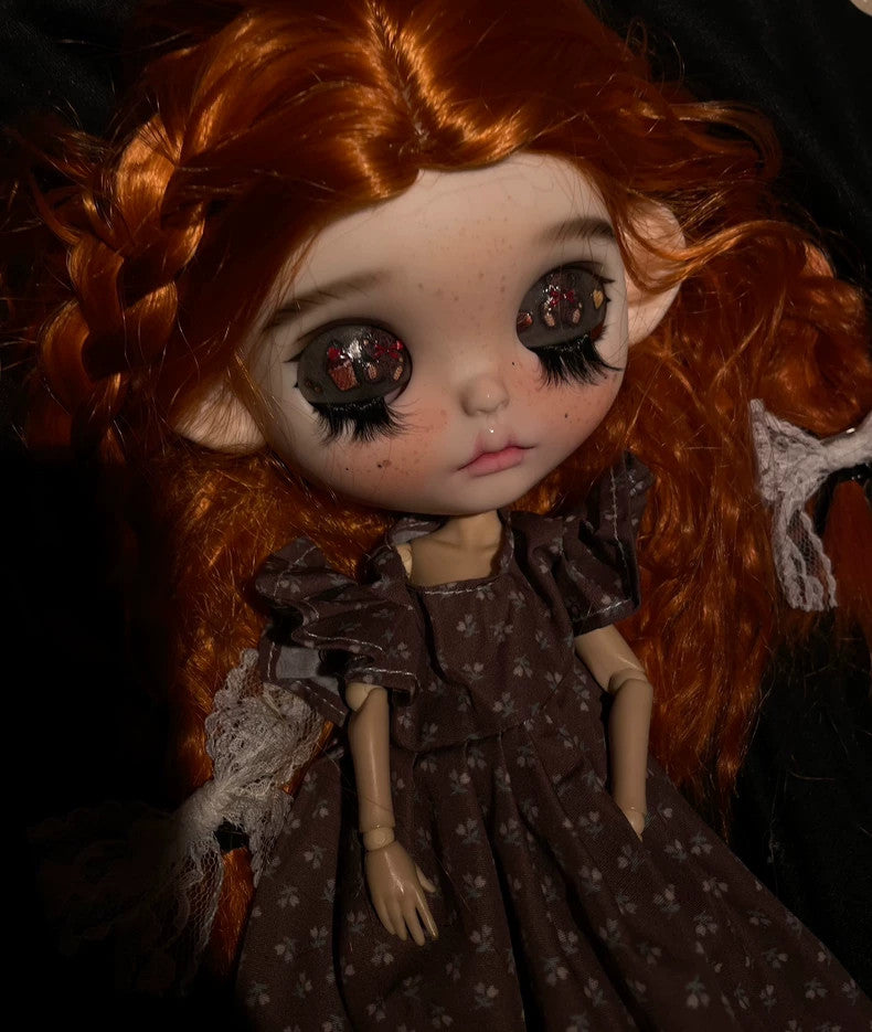 1/6 BJD Blythe Doll With Outfits Wig Eyes Freckles Girl Faceup Handmade DIY Toys