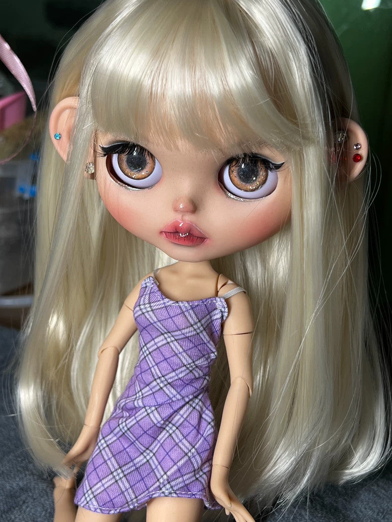 1/6 Blythe Doll Custom With Outfits Blonde Hair BJD Dolls Girl Handmade Toy Gift