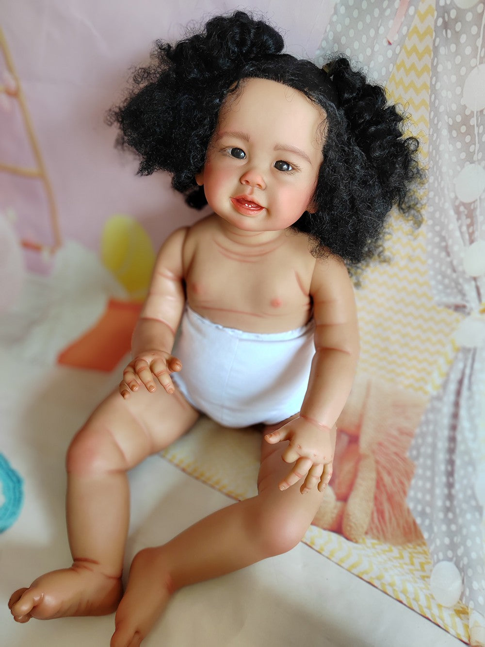 Custom Made 28" Dark Skin Girl Reborn Doll Kit  Artist Genesis Already Painted Unassembled Toddler Girl