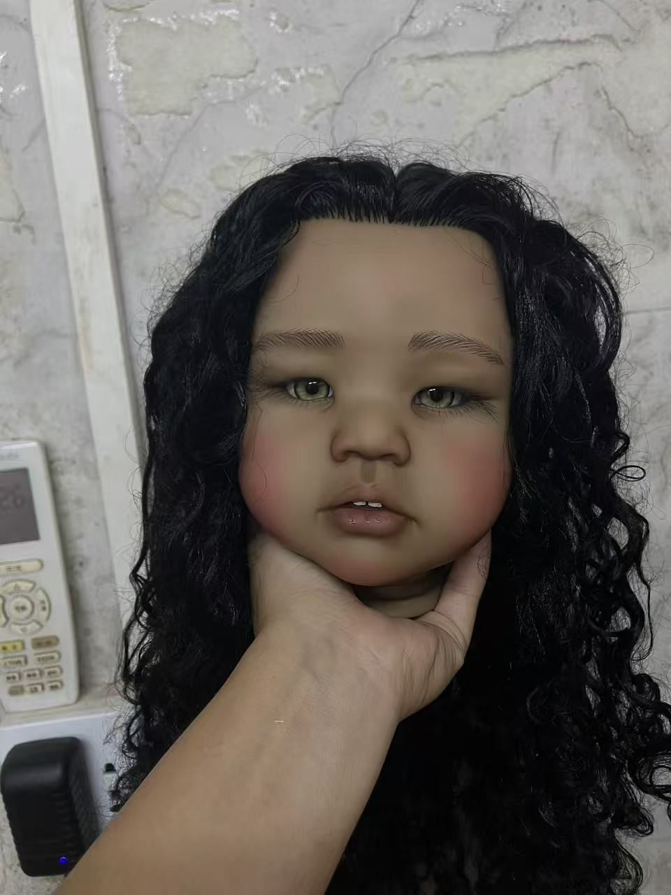 Custom Made Artist Genesis Painted 28in Painted Reborn Baby Doll Kit Amaya Dark Skin African Girl Rooted Hair Toddler Toy-