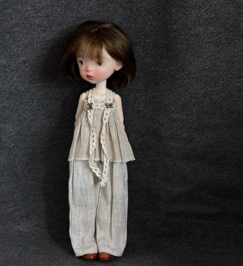 Landoudou BJD Doll 1/6 Jointed Face up Eyes Wig Clothes Girl Full Set Toys Gift