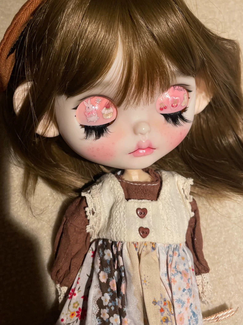 Full Set Blythe Doll With Dress Wig Hair Eyes Face up 1/6 BJD Doll Handmade Gift