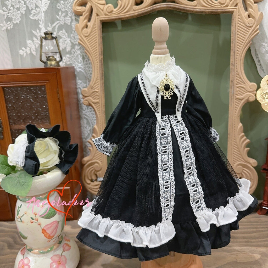 Blythe 1/6 1/4 1/3 BJD Doll Clothes Lolita Outfit Black Nun Dress + Headwear DOD-