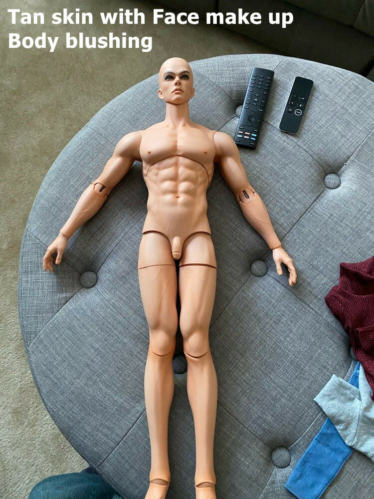 1/3 Bjd Doll Big Male Boy Dolls Man Free Eyes with Face Make Up Tan Skin Gift