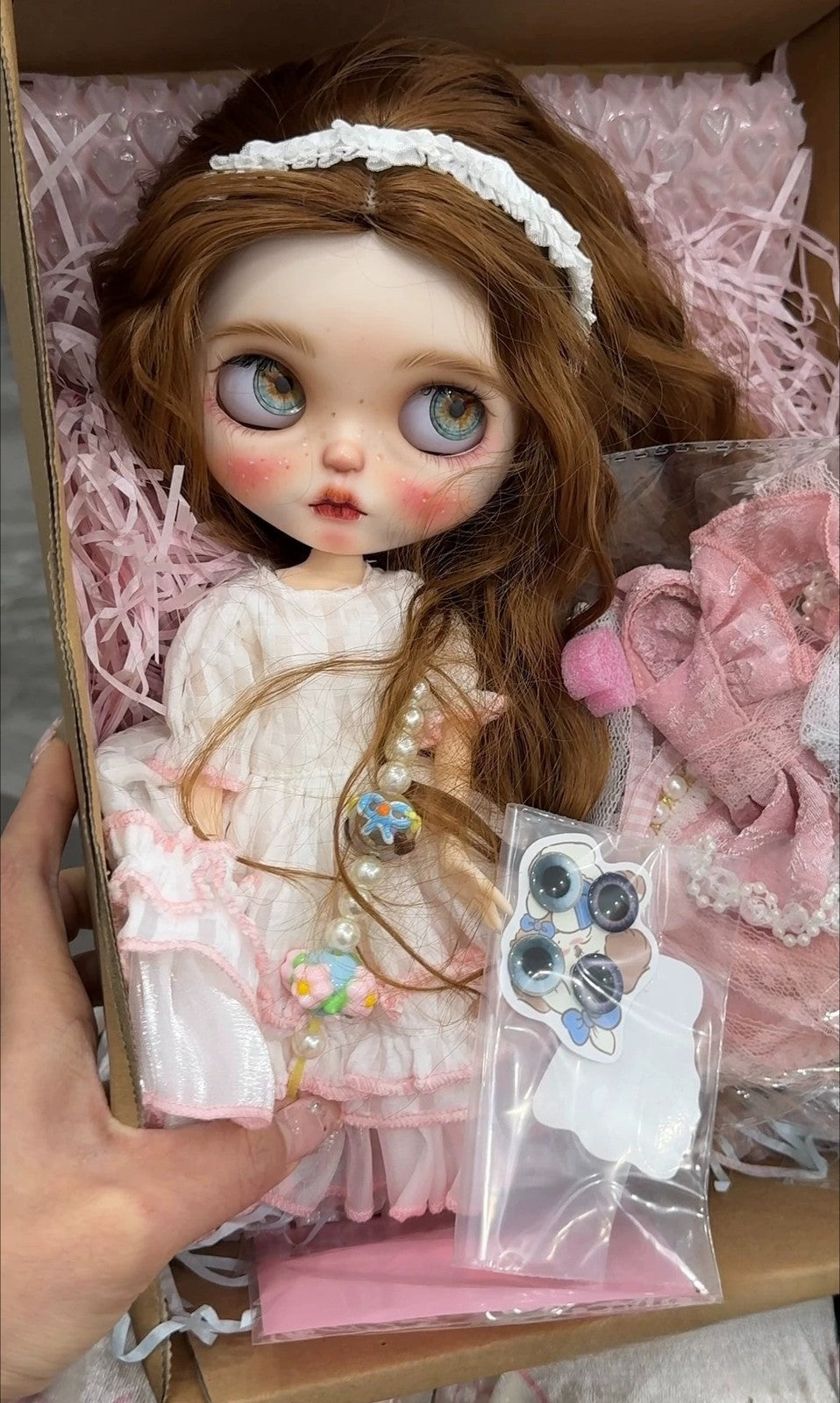 Handmade Blythe Doll Custom With Outfits Wig Freckles Girl 1/6 Doll BJD DIY Gift