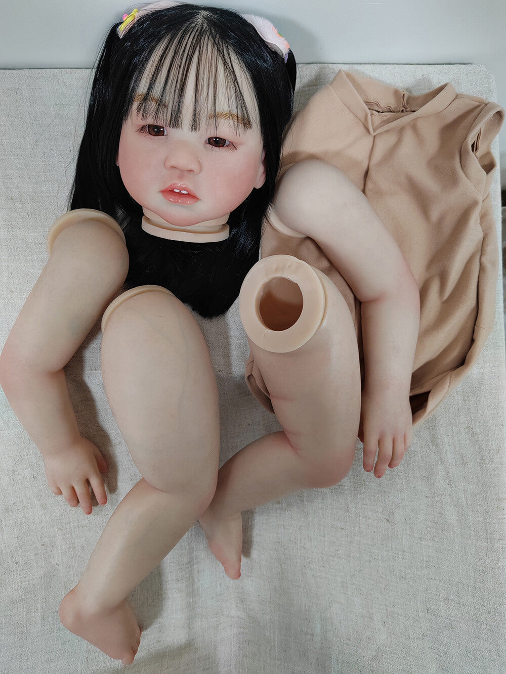 Custom Made Reborn Baby Amaya Unassembled 28in Reborn Doll Kit Asian Girl Toddler Painted Hand-Rooted Hair Toy-