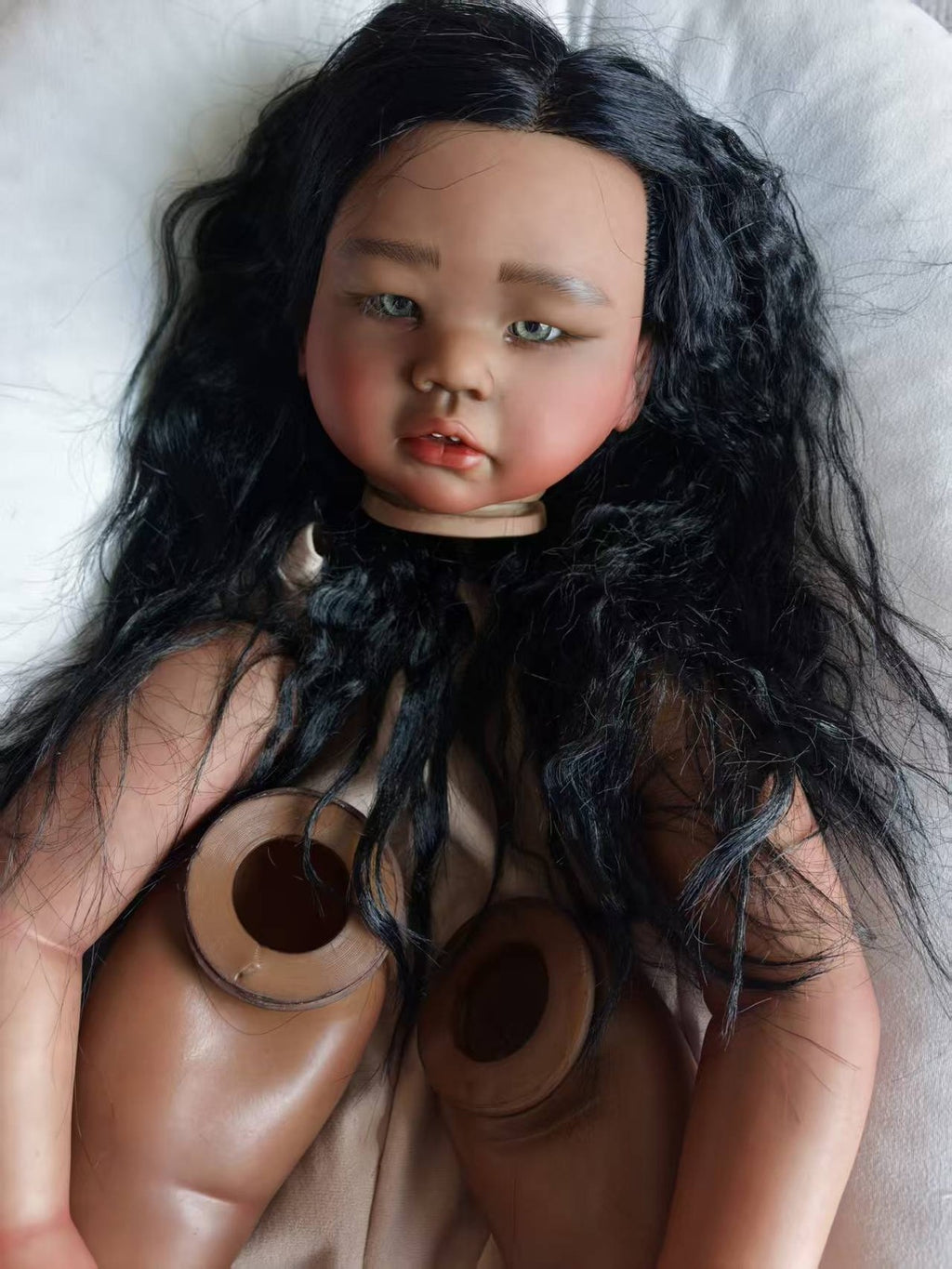 Artist Custom Made Painted 28inch Dark Skin Reborn Baby Doll Kits Rooted Hair Toddler Girl Kids Toy