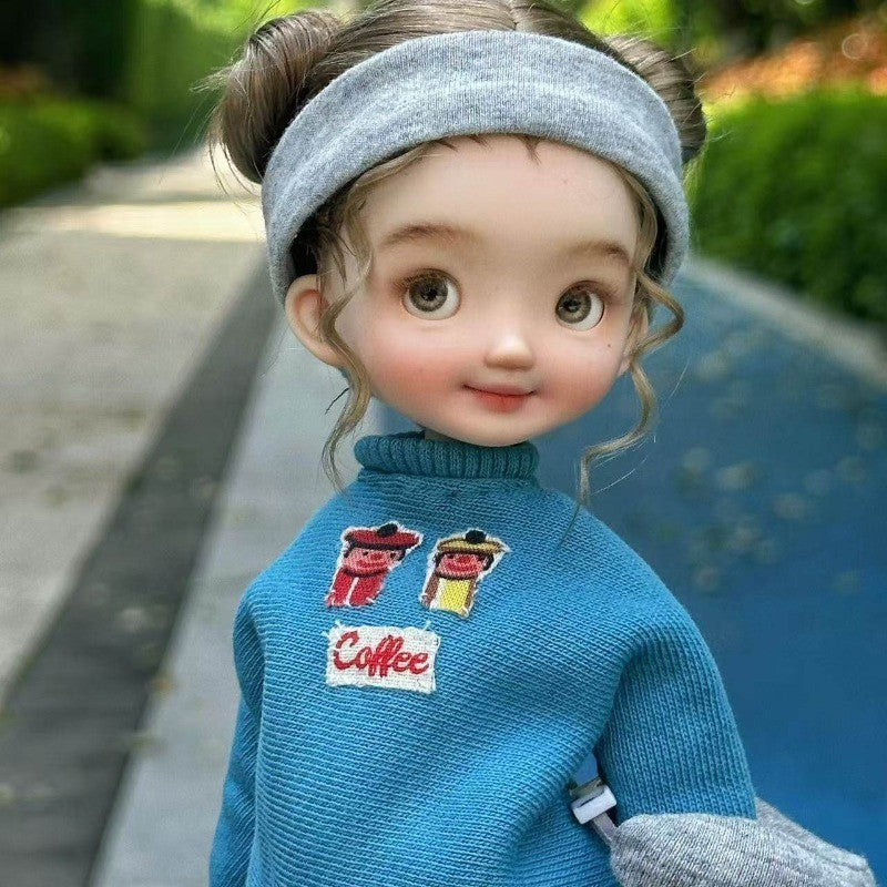 New BJD 1/6 Doll Resin Face Makeup Eyes Handmade Nude Playful Girl Collect Gifts