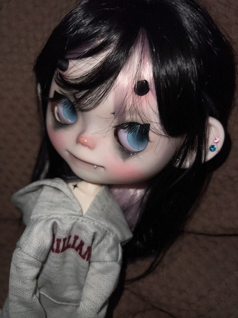 Handmade Blythe Doll Custom With Outfits Wig 1/6 BJD Doll Devil Faceup Girl Gift