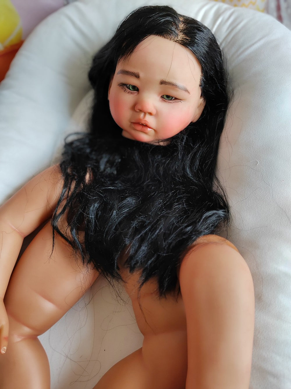 Custom Made Artist Genesis Painted Reborn Doll Kit 28inch Reborn Baby Amaya Toddler Dark Skin African Girl Hand-Rooted Hair Toy