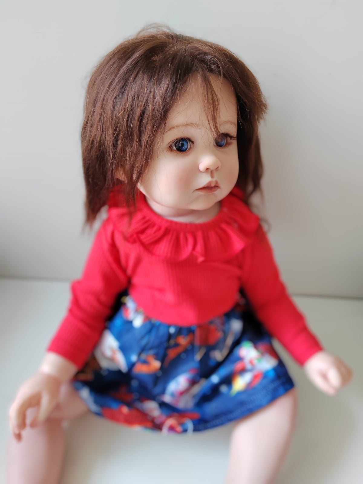 28inch Lifelike Girl Toddler Reborn Baby Doll Rooted Mohair Shiny Eyes XMAS GIFT