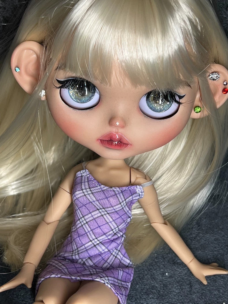 1/6 Blythe Doll Custom With Outfits Blonde Hair BJD Dolls Girl Handmade Toy Gift