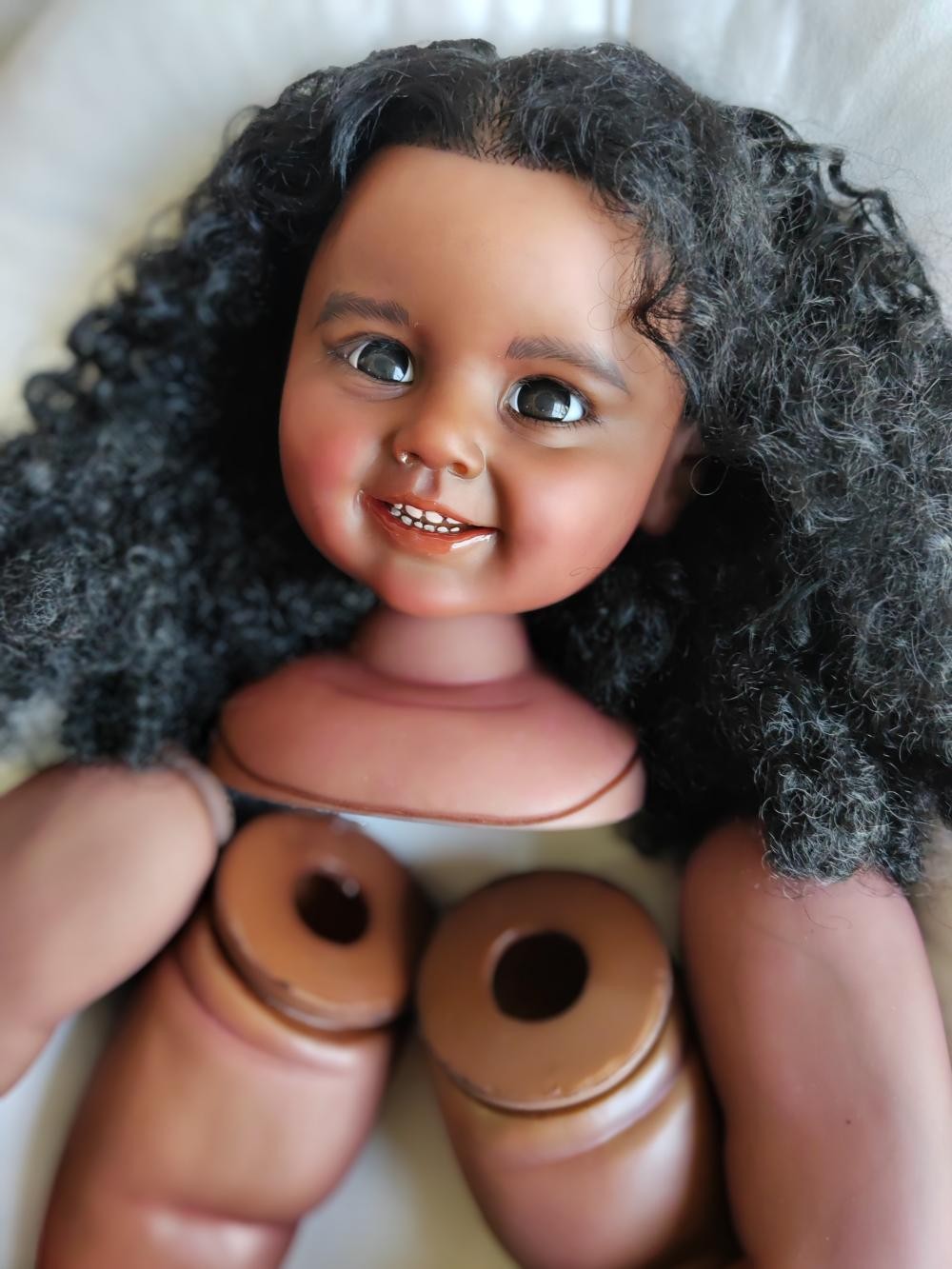 Custom Made Toddler Reborn Doll Kit Cammi  Black Skin Girl African Rooted Curly Hair 28In DIY Toys-