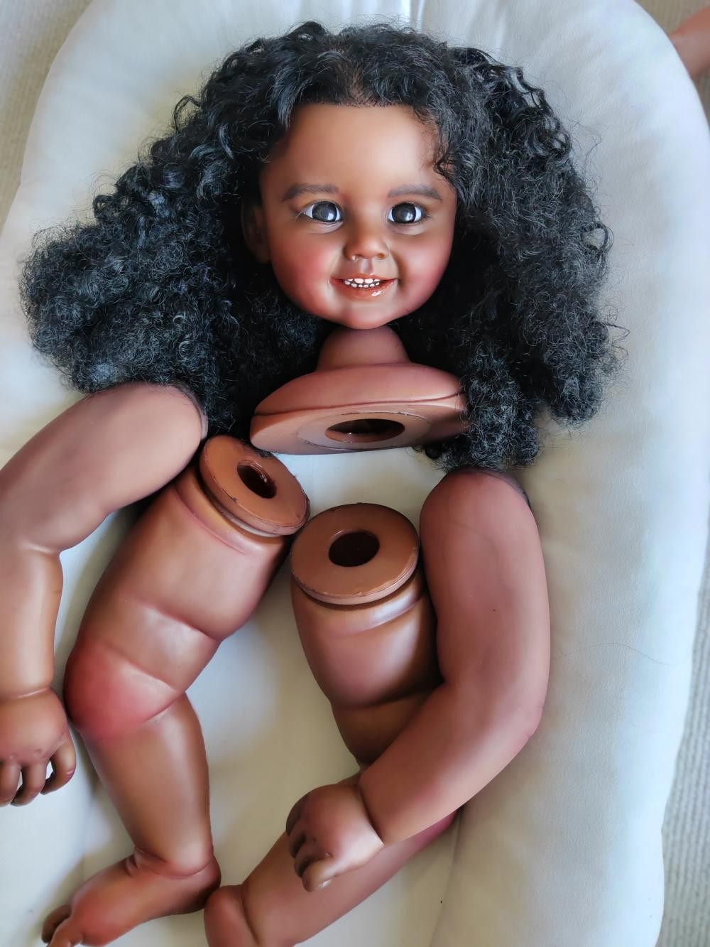 Custom Made Toddler Reborn Doll Kit Cammi  Black Skin Girl African Rooted Curly Hair 28In DIY Toys-