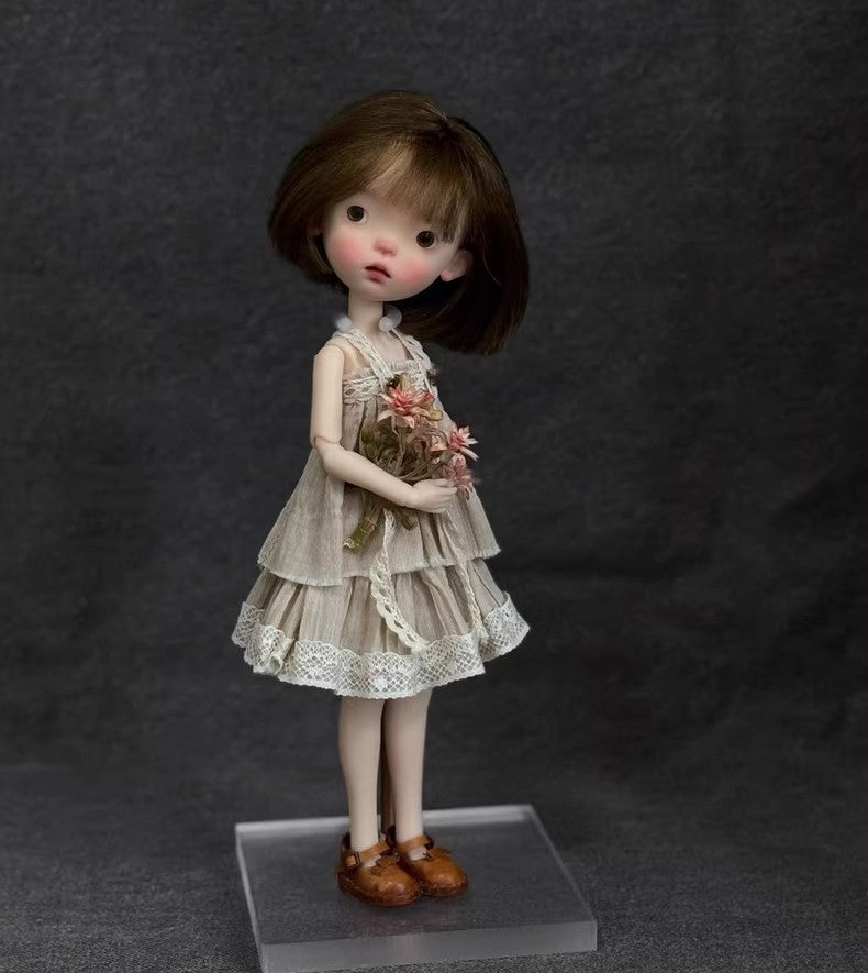 Landoudou BJD Doll 1/6 Jointed Face up Eyes Wig Clothes Girl Full Set Toys Gift