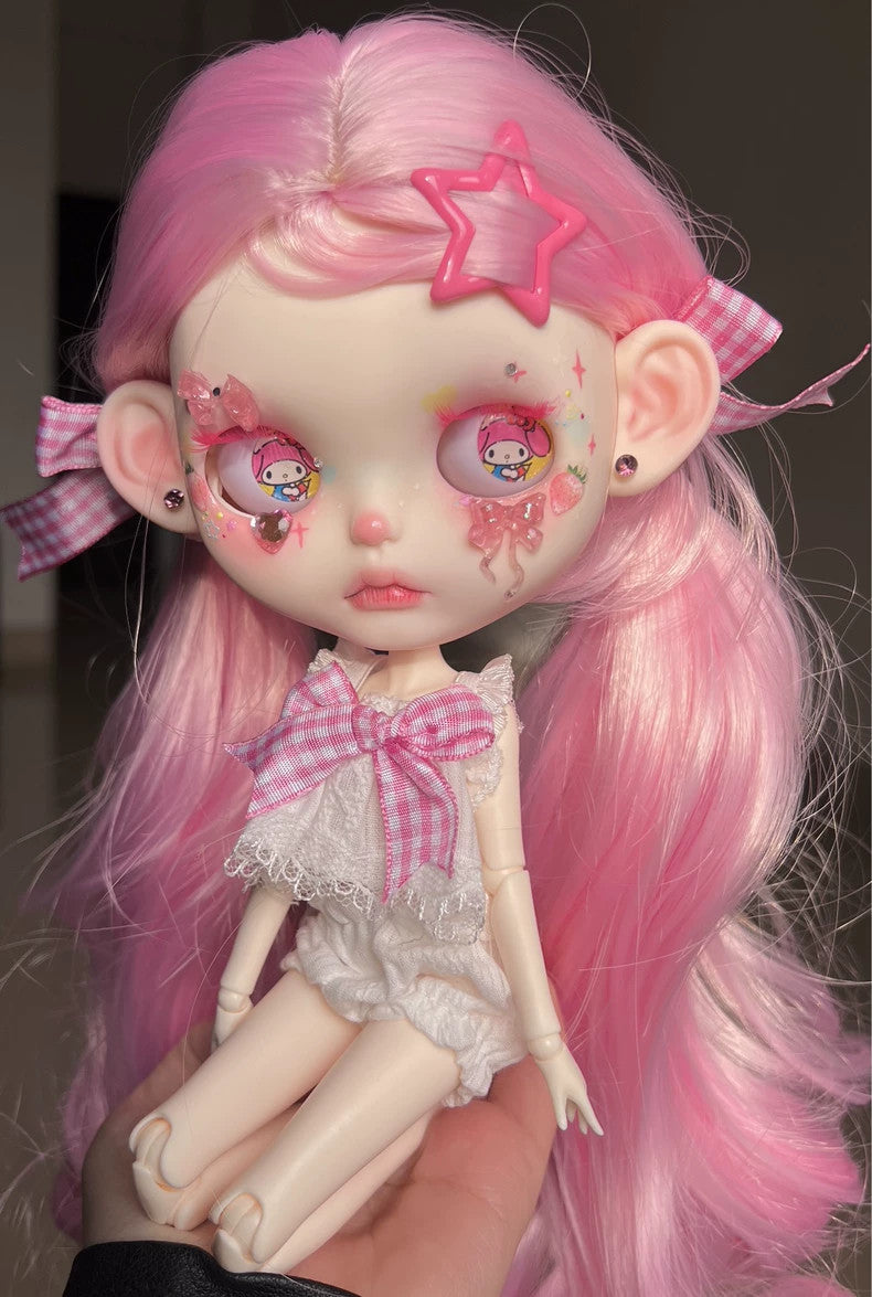 Handmade Blythe Doll Custom With Outfits Pink Wig 1/6 BJD Dolls Girls Kids Gifts