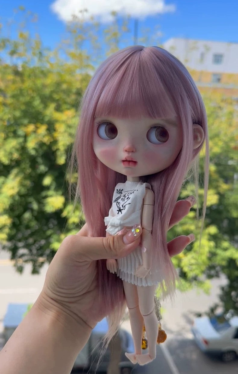 1/6 BJD Blythe Doll Wigs Landazz Hair Long Wavy Wig Soft Mohair Handmade DIY Toy