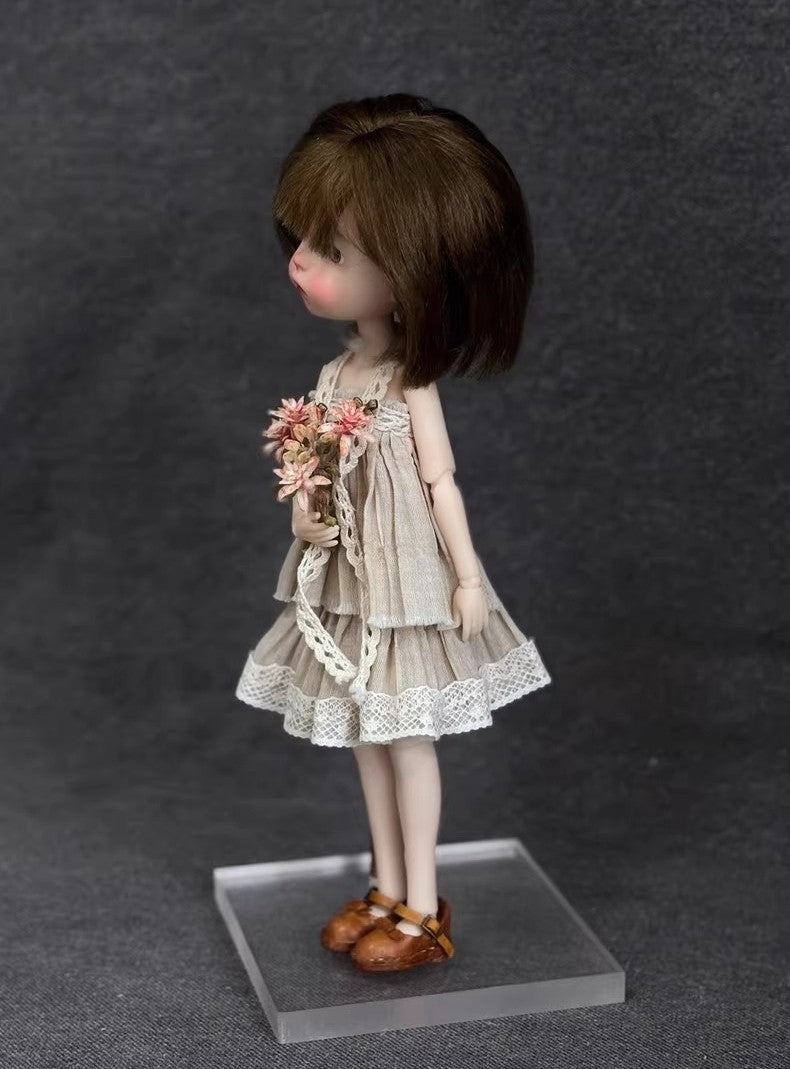 Landoudou BJD Doll 1/6 Jointed Face up Eyes Wig Clothes Girl Full Set Toys Gift