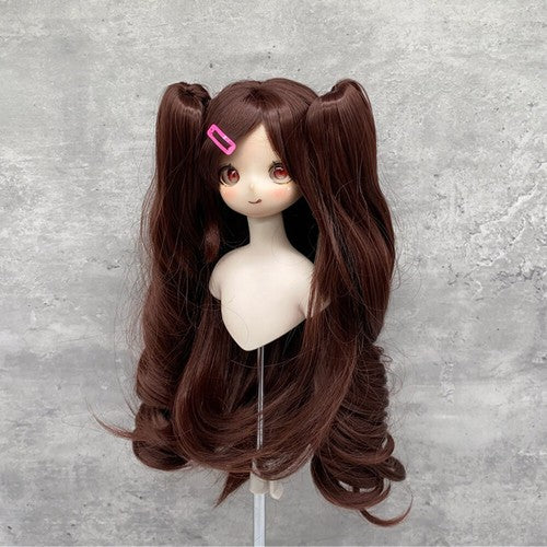 Yutotue Dolls Wigs with Bangs and Two Ponytail for 1/3 1/4 1/6 BJD Doll DIY Toy-